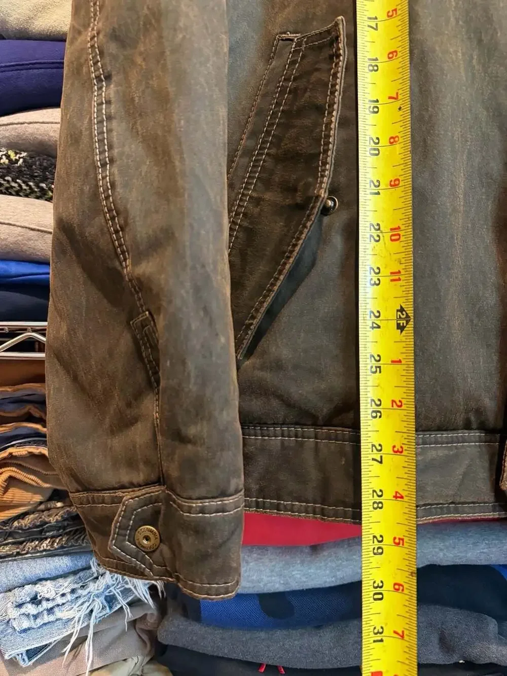 Columbia Vintage Brown Distressed Canvas Cotton Jacket with Fleece Lining XL